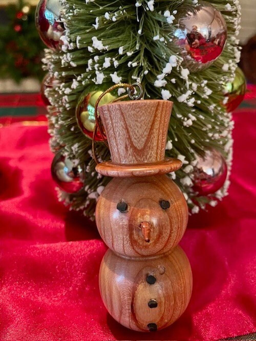 Vintage Wooden Snowman Ornament